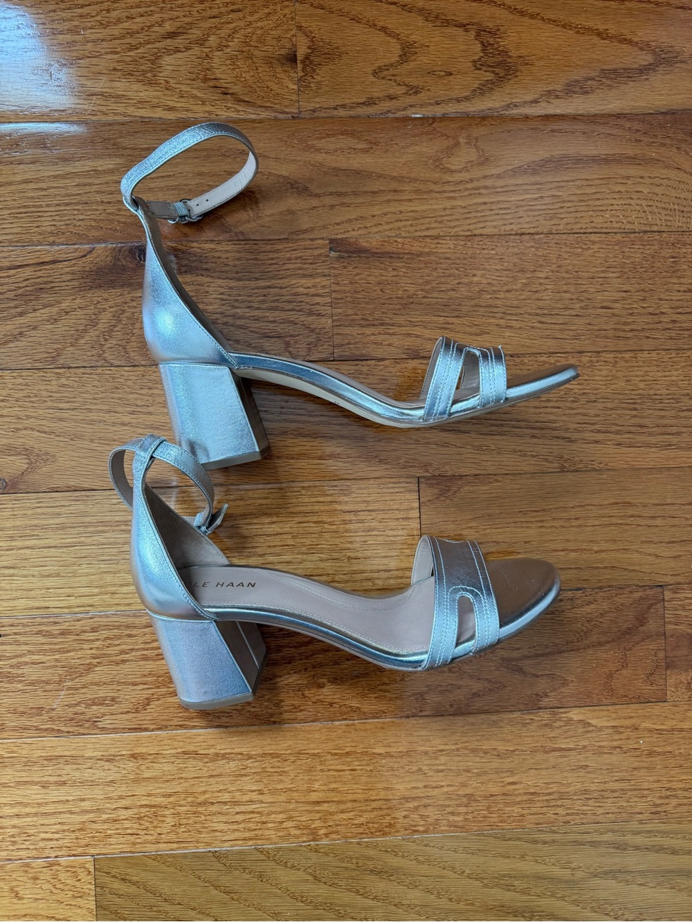 Cole Haan Metallic Silver Block Heel Sandals - Picture 5 of 6